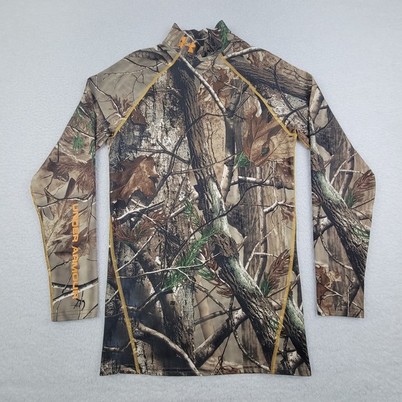 Under‎ Armour ColdGear Camo Shirt Boys Medium Realtree Long Sleeve Hunting Top - Picture 1 of 9
